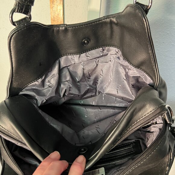 Simply Vera Black Soft PU Leather Divided Multi-Strap Hand Bag Purse - Picture 4 of 6